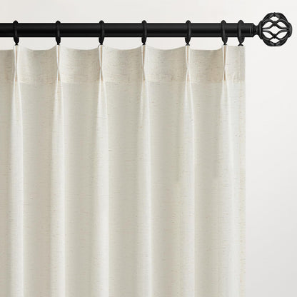 Topfinel Oatmeal Beige Pinch Pleated Curtains 84 Inches Long for Living Room 2 Panels Sets,Stone Washed Linen Earth Tone Decor Back Tab Boho Neutral Greige Earthy Sheer Curtain for Bedroom