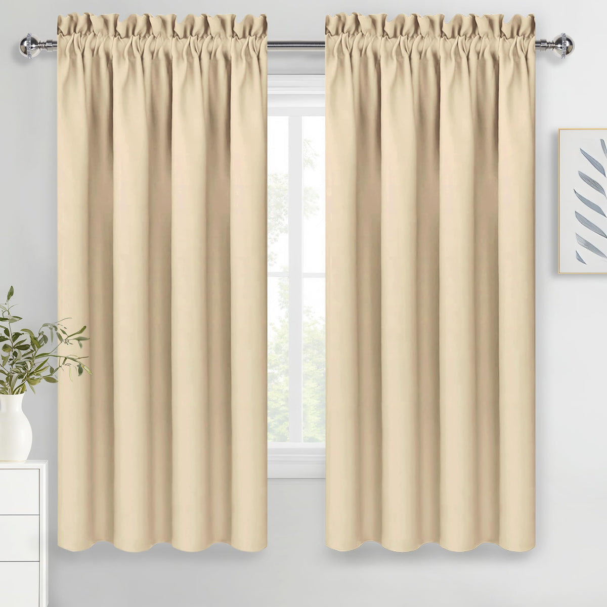 DWCN Blackout Curtains for Bedroom Living Room 42 x 63 Inch Long Black