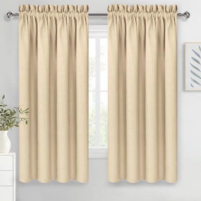 DWCN Blackout Curtains for Bedroom Living Room 42 x 63 Inch Long Black