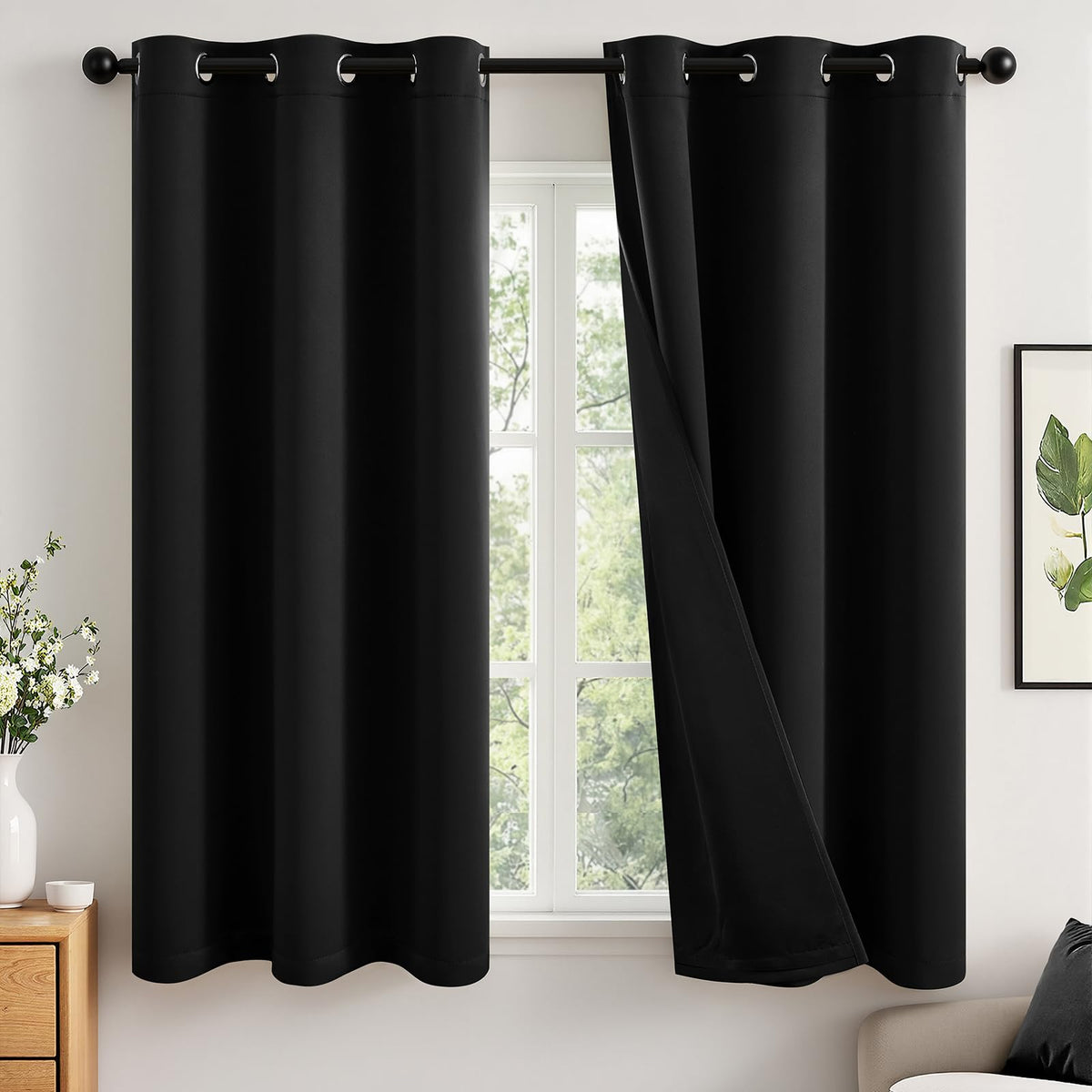MIULEE Cream 100% Blackout Curtains for Bedroom 40x63 Inch Long
