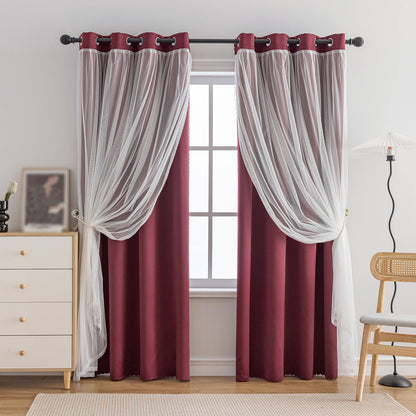 Anytime Double Layer Blackout Curtains 2 Panels，52Wx84L，Greyish White