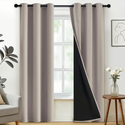 SimpleHome Cream 100% Blackout Curtains Room Darkening Living Room 84 Inch