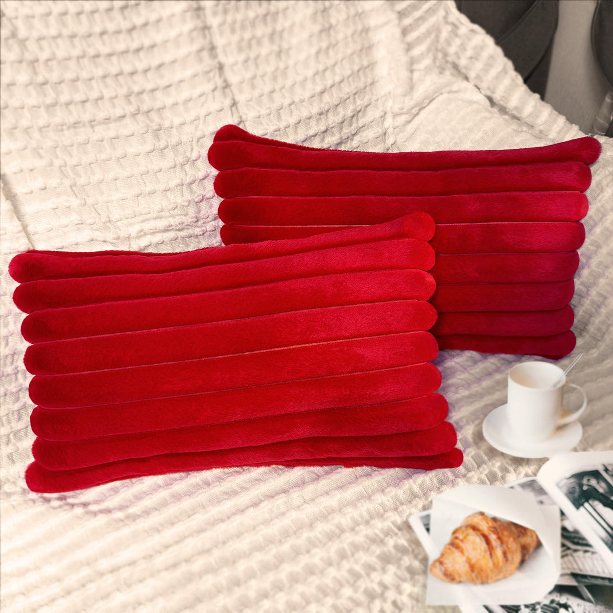 2 Pack 18x18 Pillow Cover Velvet Pillow Covers, Faux Fur Square Throw Pillow Covers for Living Room Decorations Throw Pillow Case, Throw Pillow Cover Cushion Cover for Home Sofa Bedroom Car, Pink