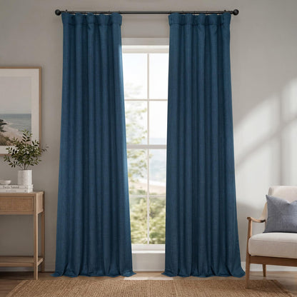 Faux Linen Curtains for Living Room (1 Panel) - 50W X 108L, Birch Taupe