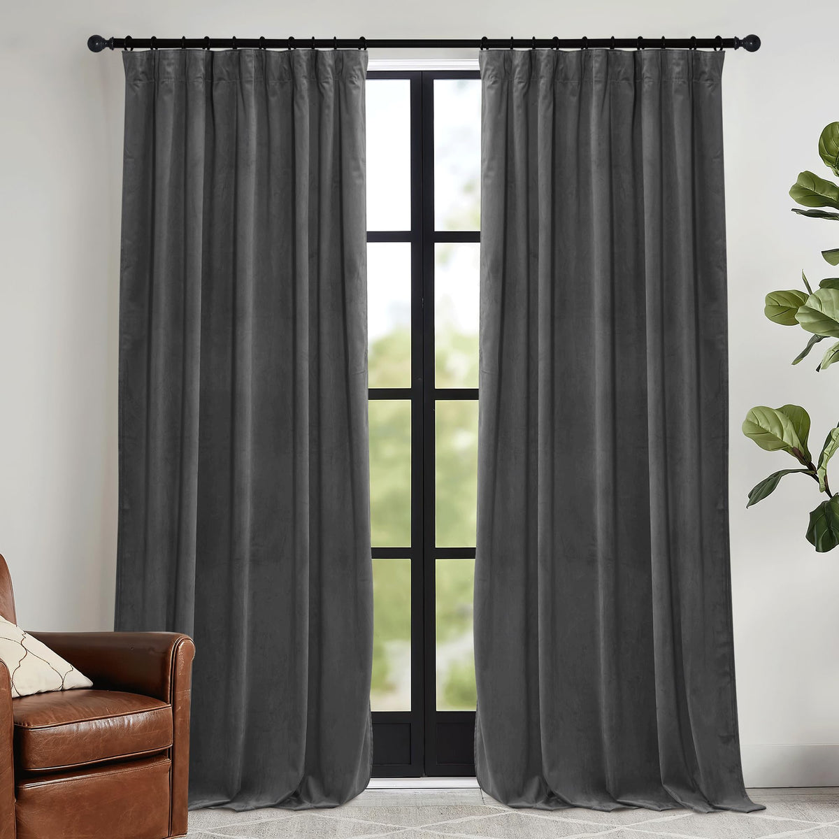 RYB HOME Sage Green Velvet Curtains 84 inches for Bedroom Living Room