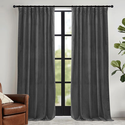 RYB HOME Sage Green Velvet Curtains 84 inches for Bedroom Living Room
