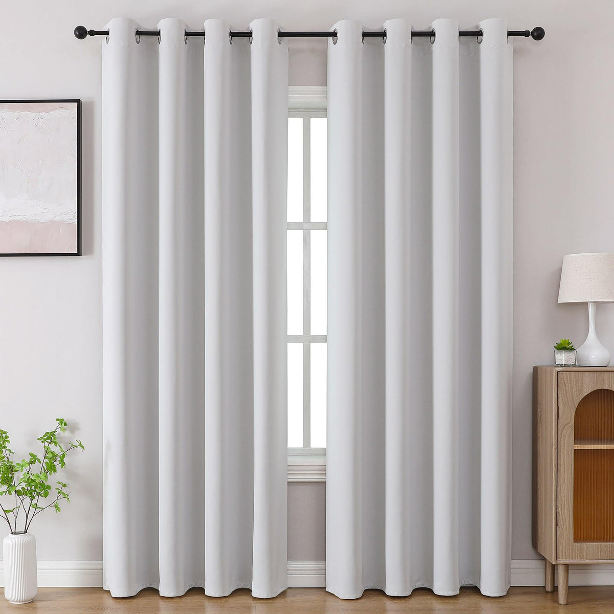CUCRAF Beige Blackout Curtains 84 inch Length 2 Panels Set, Room Darkening Drapes for Living Room Bedroom, Thermal Insulated Light Blocking Grommet Window Curtain (W52 x L84 Inch)