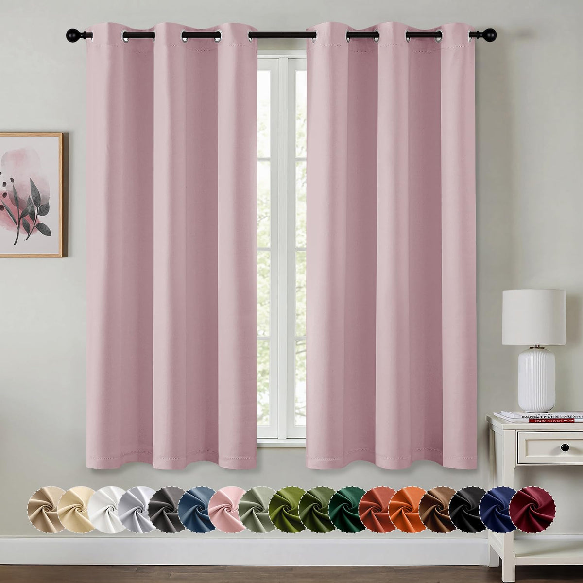 MIULEE Blackout Curtains for Bedroom 2 Panels 40 x 63 Inch Long Navy Blue