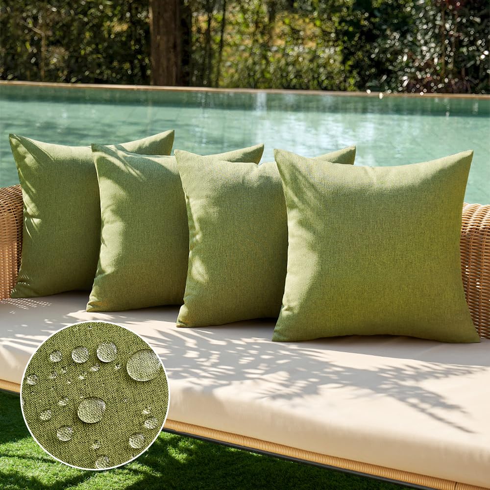 MIULEE Pack of 4 Decorative Outdoor Throw Pillow Covers Linen Waterproof Pillow Covers Summer Farmhouse Cushion Cases for Patio Garden Tent Balcony Couch Sofa 18x18 Inch Red/Turquoise