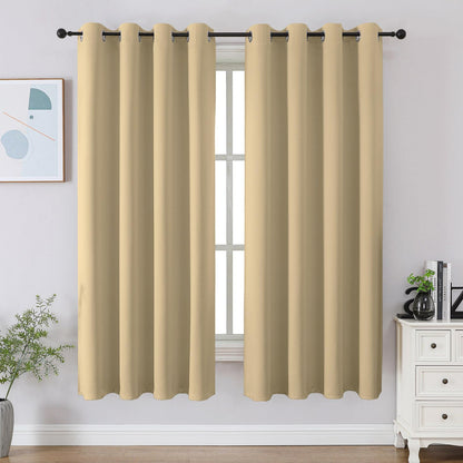 CUCRAF Beige Blackout Curtains 84 inch Length 2 Panels Set, Room Darkening Drapes for Living Room Bedroom, Thermal Insulated Light Blocking Grommet Window Curtain (W52 x L84 Inch)