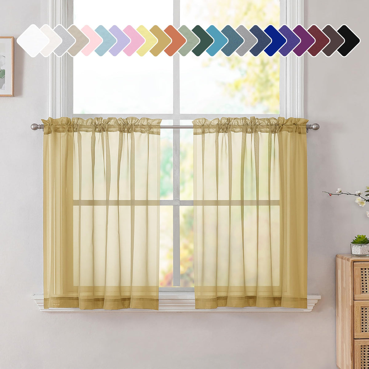 Simplebrand Black Sheer Curtains 84 Inches Long 2 Panels for Living Room