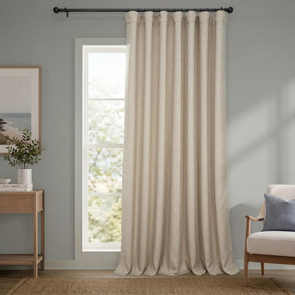 Faux Linen Curtains for Living Room (1 Panel) - 50W X 108L, Birch Taupe