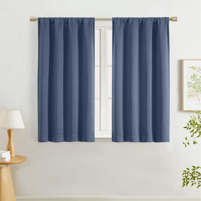 Lecloud Sage Green Room Darkening Curtains 54 Inch Length 2 Panels, Window Curtains for Bedroom, Energy Thermal Insulating Rod Pocket Curtain Drapes for Small Window, 40" W x 54" L