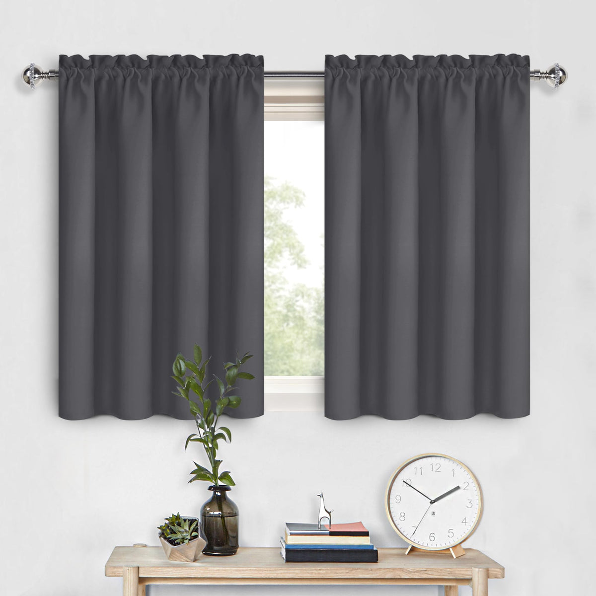 DWCN Blackout Curtains for Bedroom Living Room 42 x 63 Inch Long Black
