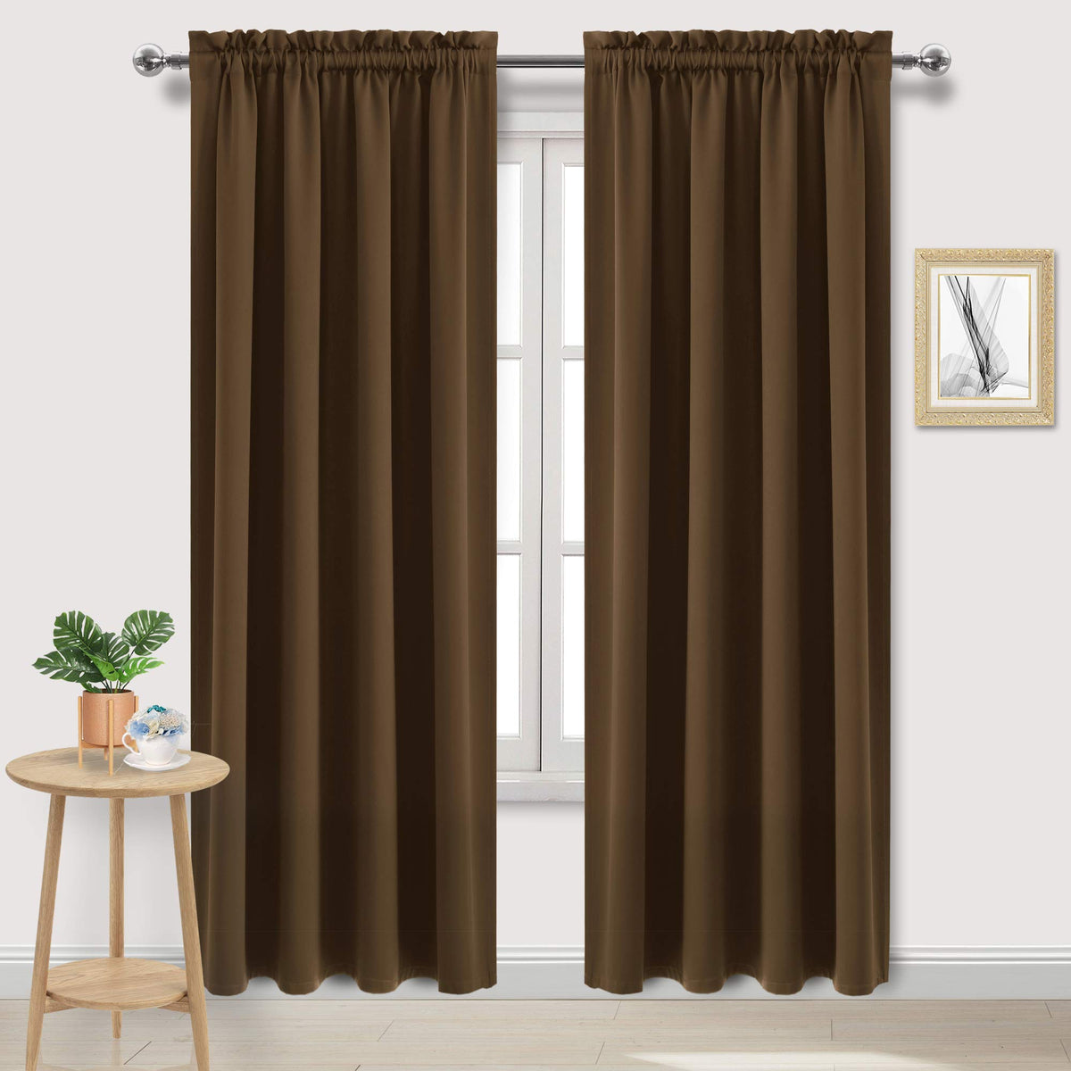 DWCN Blackout Curtains for Bedroom Living Room 42 x 63 Inch Long Black