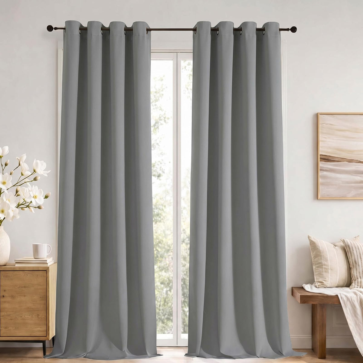 Simplebrand Sage Green Blackout Curtains 84 Inch Length 2 Panels Set for Bedroom/Living Room, Solid Room Darkening Thermal Insulated Grommet Energy Saving Window Treatment Drapes, Each 52" Wide