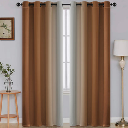 SimpleHome Ombre Black to Grey White Curtains for Living Room 52Wx84L