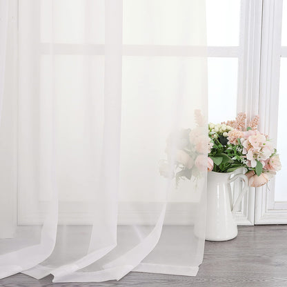 Simplebrand Black Sheer Curtains 84 Inches Long 2 Panels for Living Room