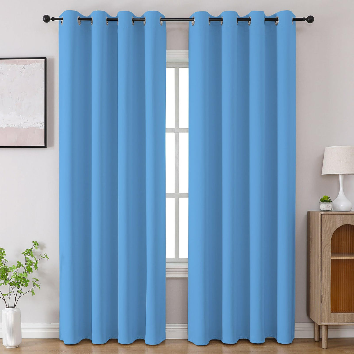 CUCRAF Beige Blackout Curtains 84 inch Length 2 Panels Set, Room Darkening Drapes for Living Room Bedroom, Thermal Insulated Light Blocking Grommet Window Curtain (W52 x L84 Inch)