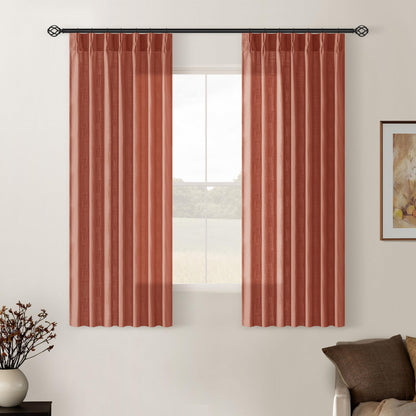 TWODRAPES Natural Pinch Pleated Linen Semi Sheer 84 Inch Curtains 2 Panels