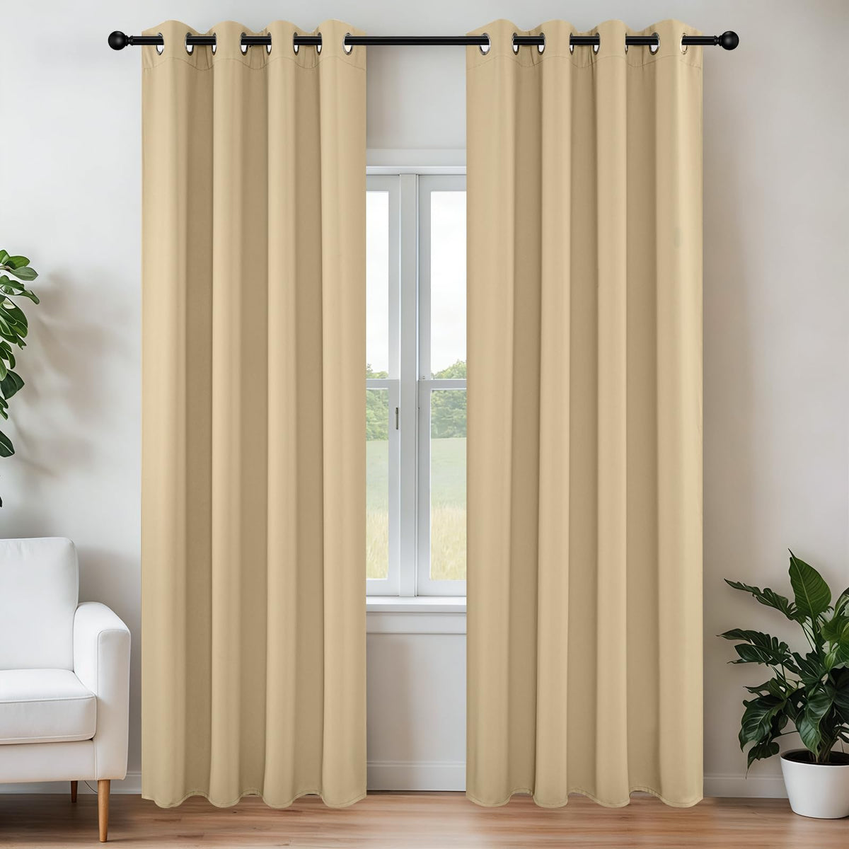 Joydeco Blackout Curtains for Bedroom 84 Inch - Black Out Curtains with Grommets Thermal Insulated Room Darkening Light Blocking, Noise Reducing & Wrinkle-Free Drapes for Living Room Windows, 2 Panels
