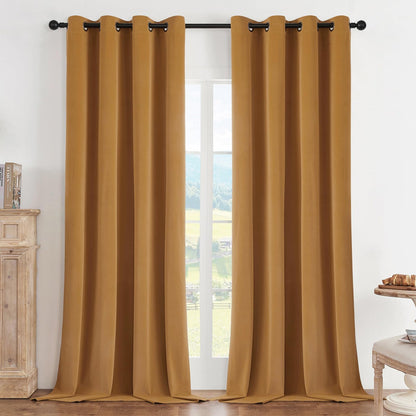 Joydeco Velvet Blackout Curtains 84 Inch Length 2 Panels, Black Out Curtains for Bedroom Living Room, Thermal Insulated Luxury Heavy Duty Drapes, Heat & Light Blocking, Back Tab&Rod Pocket,52"W x 84"L