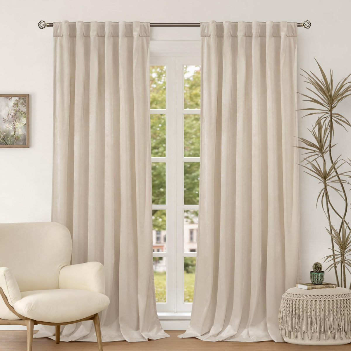 BGment Olive Green Velvet Blackout Curtains 52 x 84 Inch Length, 2 Panels