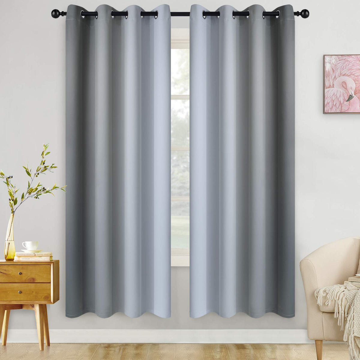 COSVIYA Grommet Room Darkening Ombre Purple Curtains W52xL63 inch