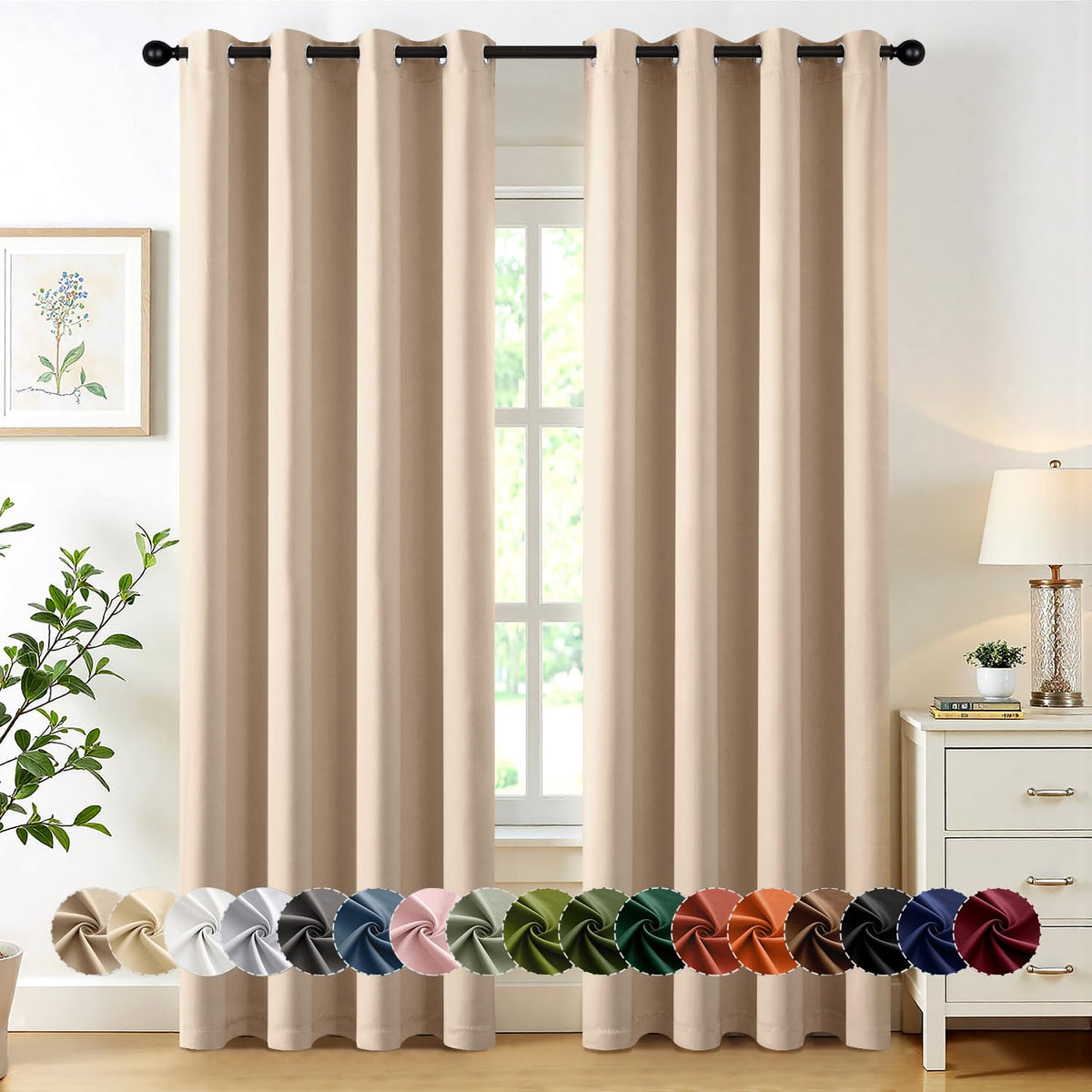 MIULEE Blackout Curtains for Bedroom 2 Panels 40 x 63 Inch Long Black