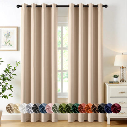 MIULEE Blackout Curtains for Bedroom 2 Panels 40 x 63 Inch Long Black