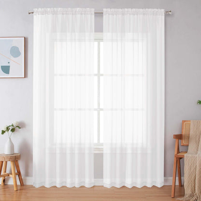 Simplebrand Black Sheer Curtains 84 Inches Long 2 Panels for Living Room