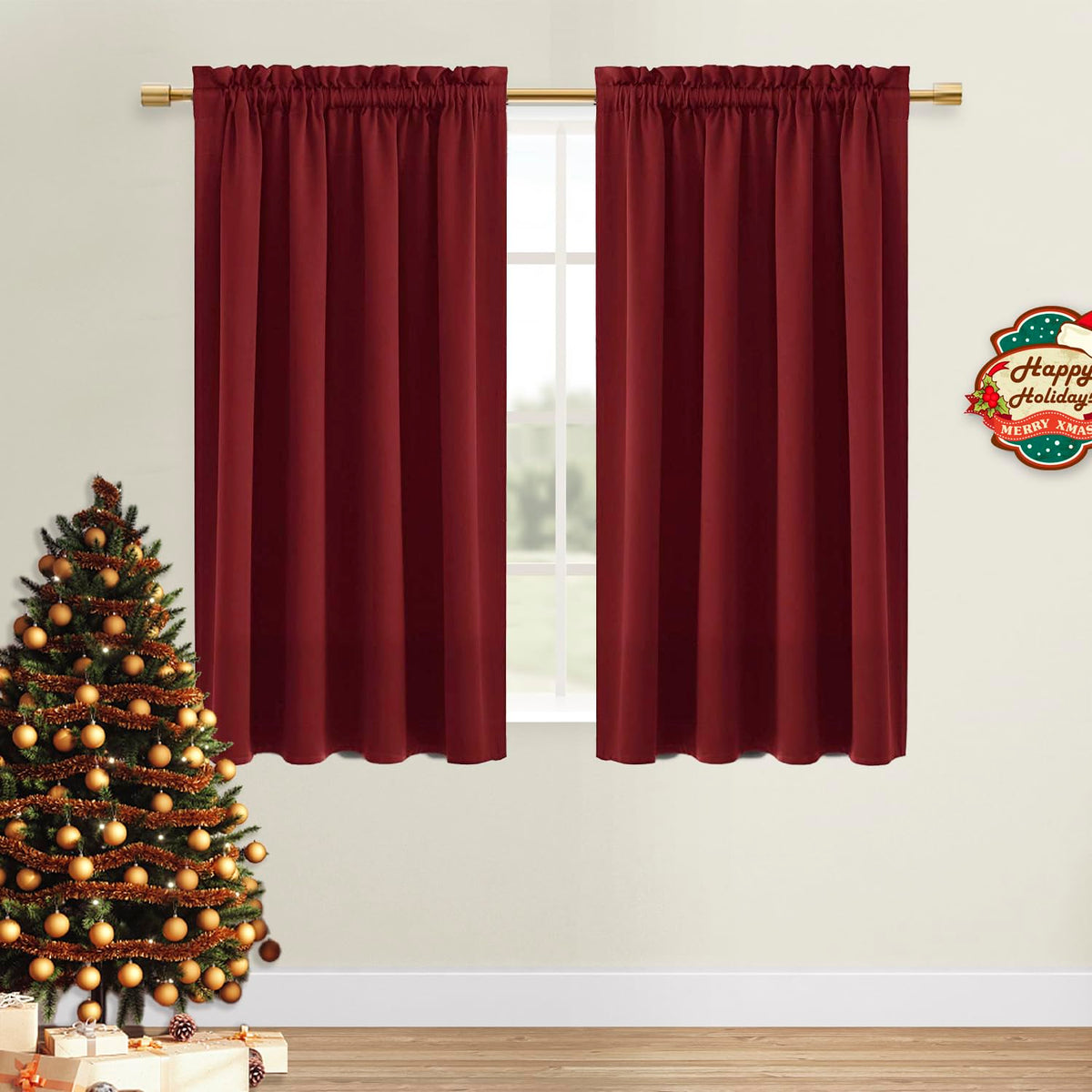 DWCN Blackout Curtains for Bedroom Living Room 42 x 63 Inch Long Black