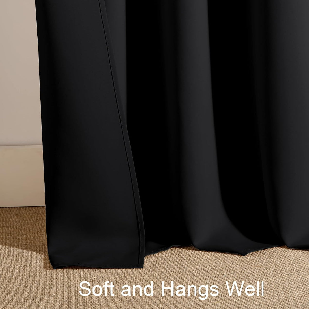 PONY DANCE Black Out Curtains 72 inch Long, Black, 2 Panels