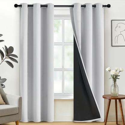 SimpleHome Cream 100% Blackout Curtains Room Darkening Living Room 84 Inch