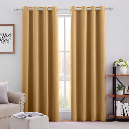 HOMEIDEAS Blackout Curtains for Bedroom 52 X 84 Inch Long 2 Panels Set Light Grey/Gray Room Darkening Curtains/Drapes, Soundproof Thermal Grommet Window Curtains for Living Room