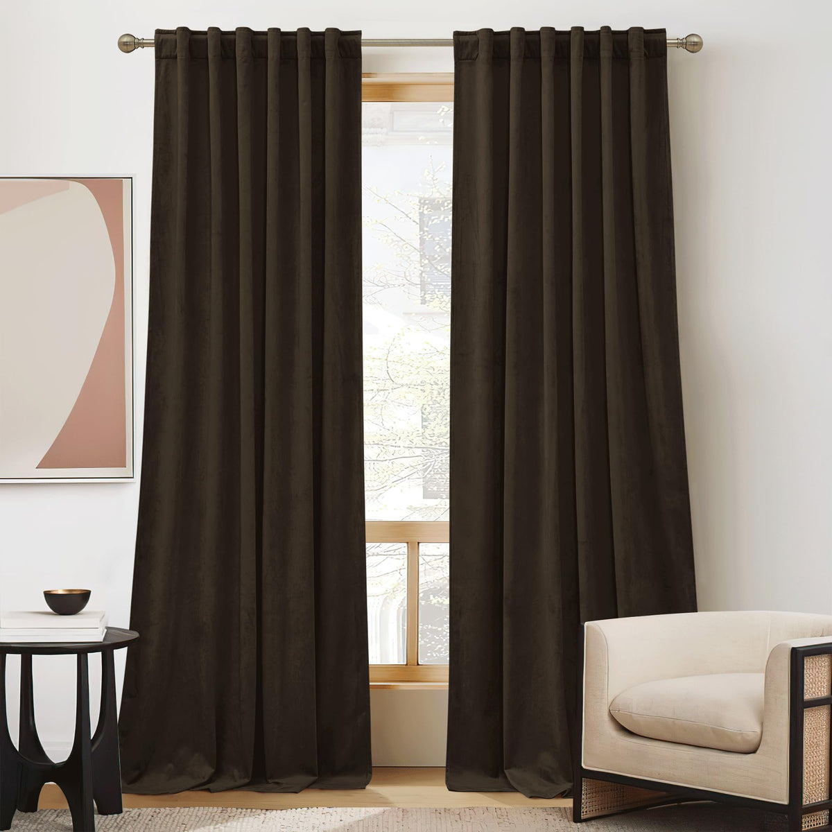 RYB HOME Blue Velvet Blackout Curtains for 84 inches Bedroom Living Room