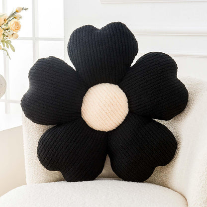 Kcvvcr Flower Throw Pillow, Cute Flower Shaped Pillow Decorative Throw Pillow for Bed Couch, Soft Daisy Pillows Floor Seating Cushion Cushions (14.9 Inch White+Green)
