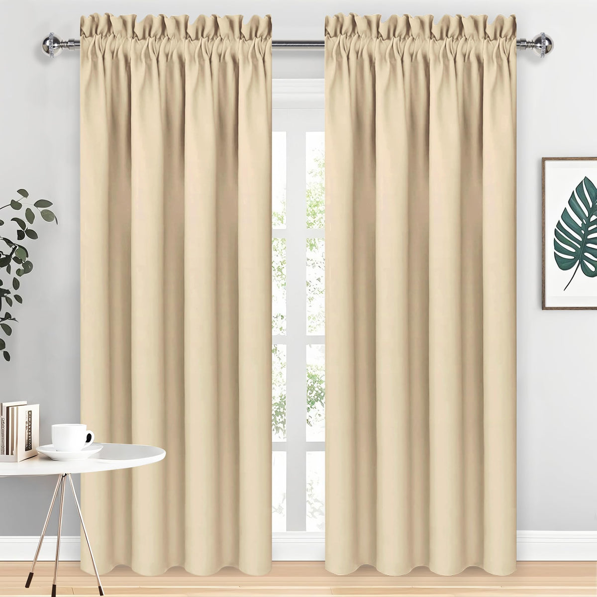 DWCN Blackout Curtains for Bedroom Living Room 42 x 63 Inch Long Black