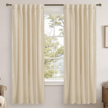 LAMIT Olive Green Velvet Curtains 84 Inch Length for Living Room, 2 Panels