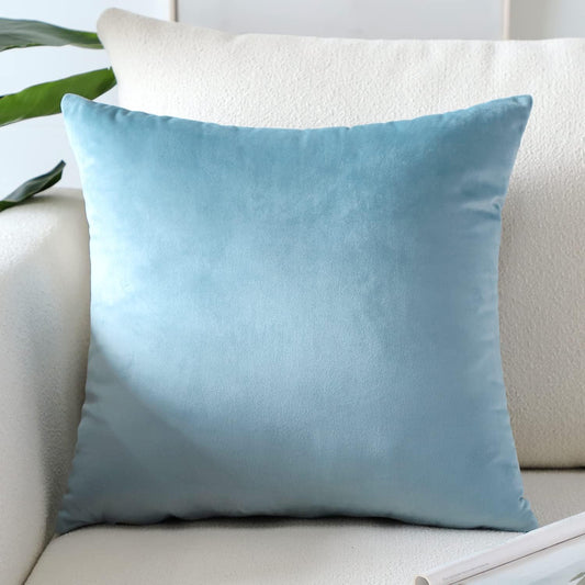 Artscope Luxury Velvet Pillow Covers Super Soft Decorative Square Throw Pillow Covers Case Cushion Covers for Sofa Couch Bedroom Car Decor 20x20 Inch Light Blue