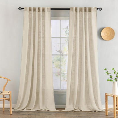 MIULEE Natural White Linen Curtains 52x84 Inch Long for Bedroom Living Room