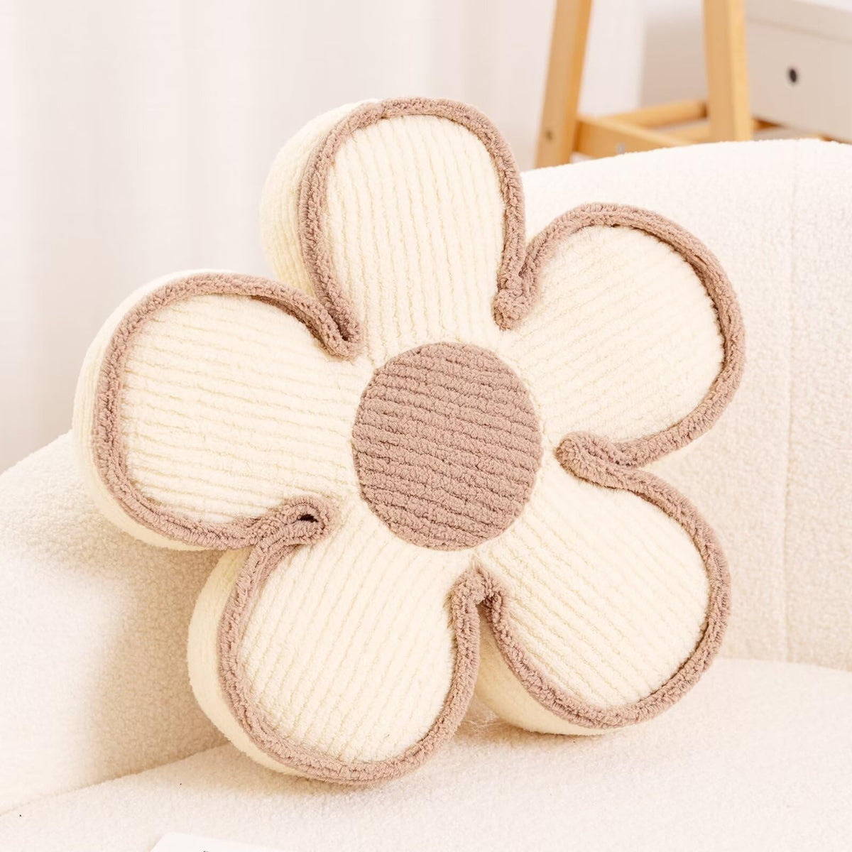 Kcvvcr Flower Pillow, Soft Flower Decorative Throw Pillow, Cute Daisy Flower Shaped Seating Floor Cushion Room Décor Plush Pillows for Sofa Couch Bed (13.7 Inch, Sage Green)