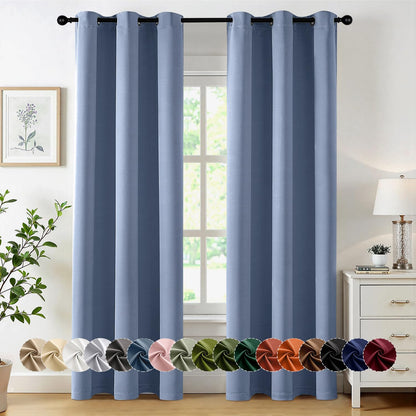 MIULEE Blackout Curtains for Bedroom 2 Panels 40 x 63 Inch Long Navy Blue