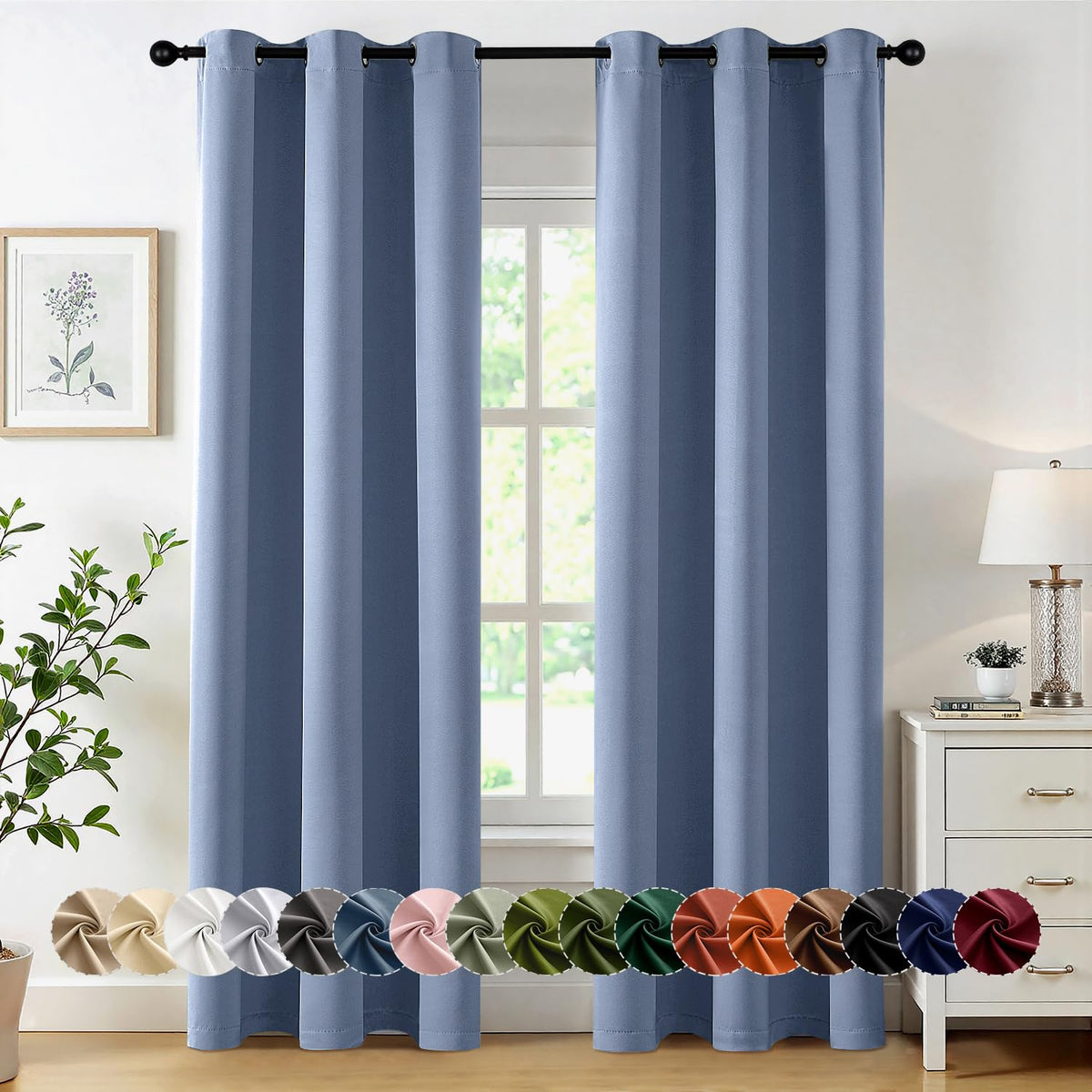 MIULEE Blackout Curtains for Bedroom 2 Panels 40 x 63 Inch Long Dark Grey