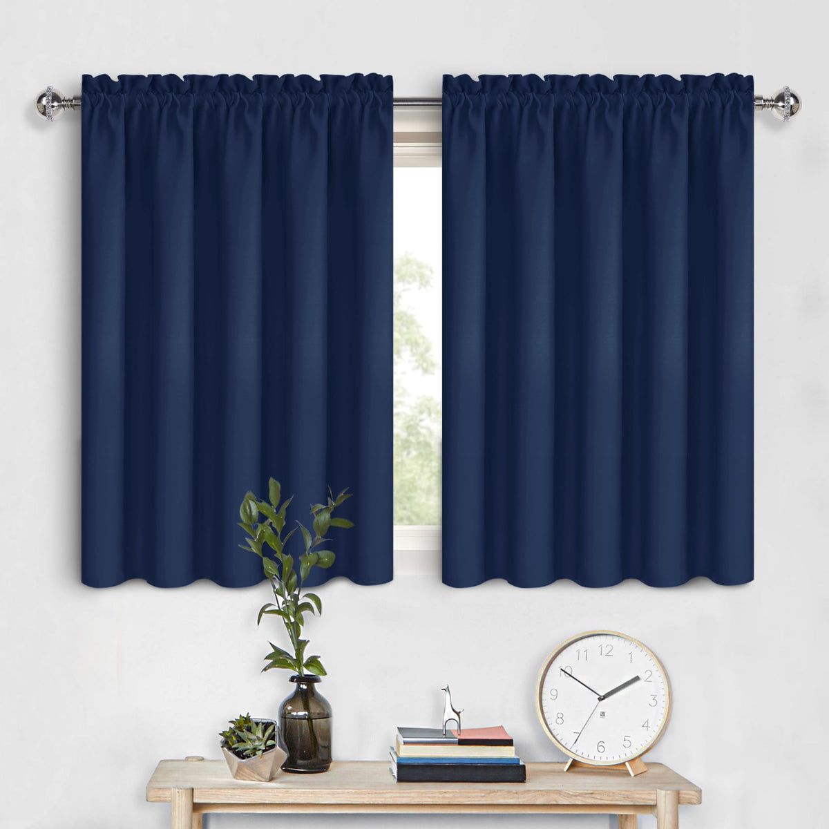 DWCN Blackout Curtains for Bedroom Living Room 42 x 63 Inch Long Black