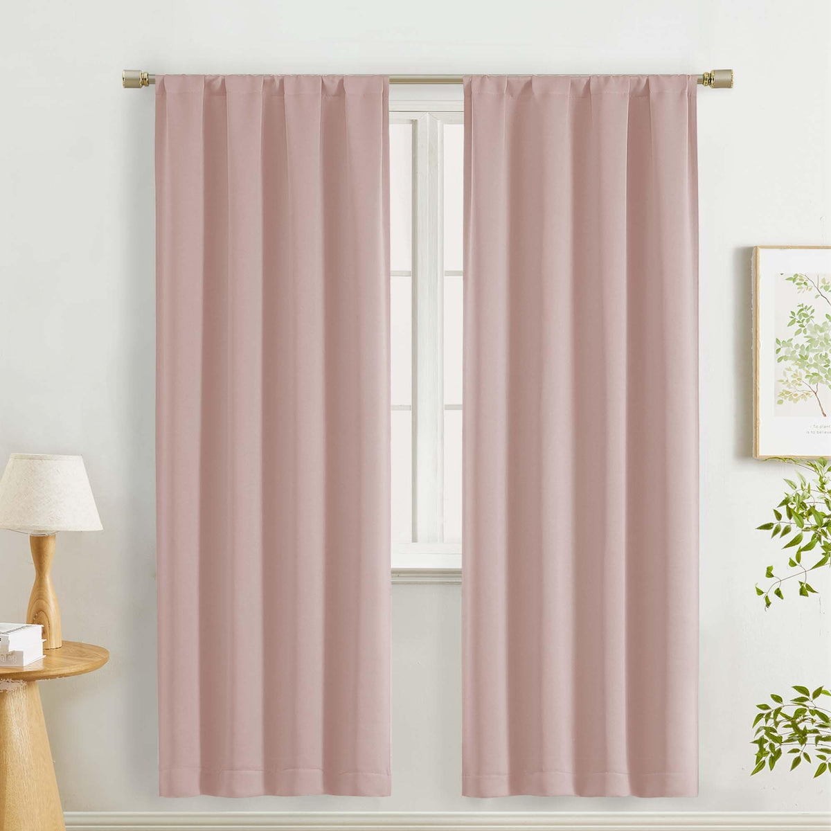 Lecloud Sage Green Room Darkening Curtains 54 Inch Length 2 Panels, Window Curtains for Bedroom, Energy Thermal Insulating Rod Pocket Curtain Drapes for Small Window, 40" W x 54" L