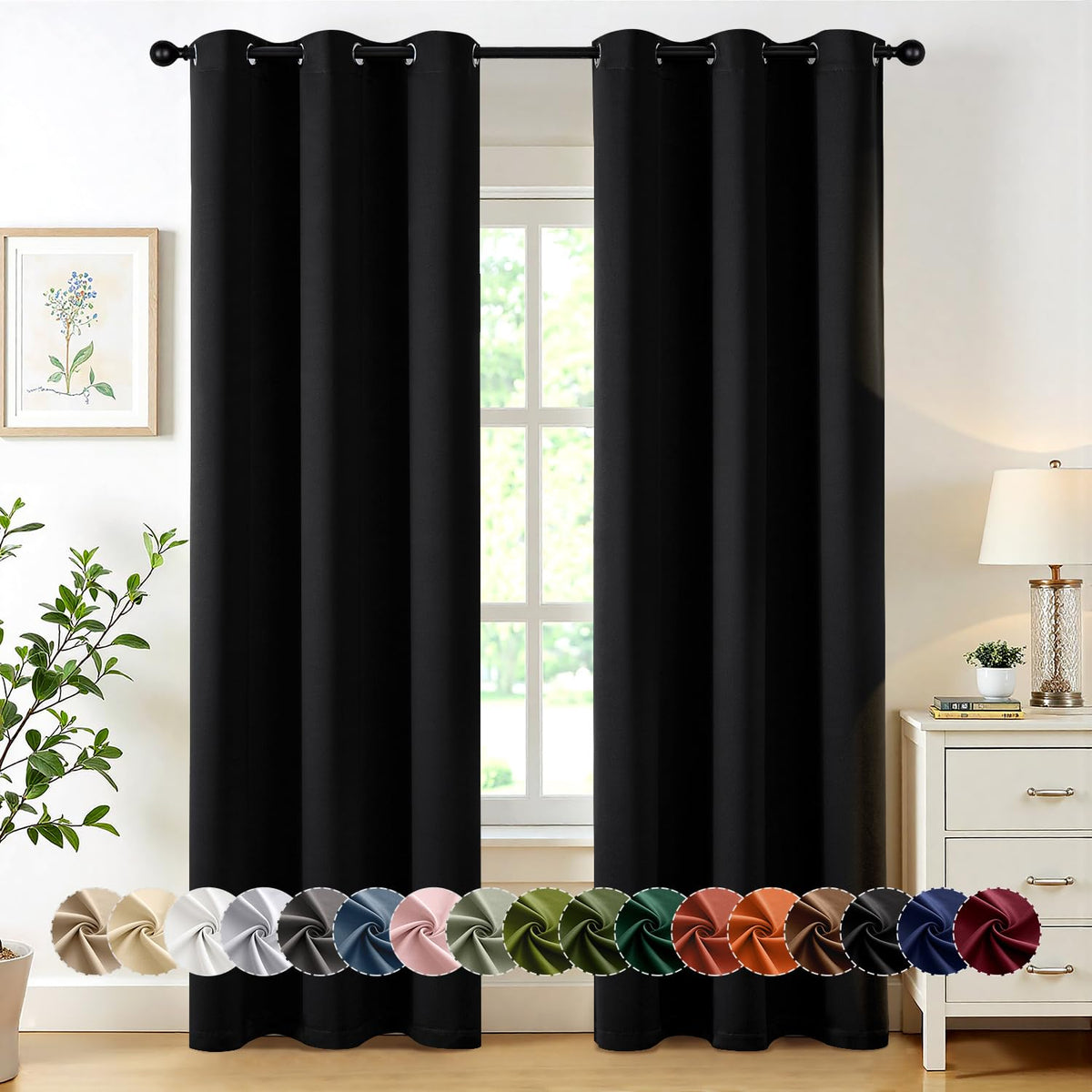 MIULEE Blackout Curtains for Bedroom 2 Panels 40 x 63 Inch Long Pink