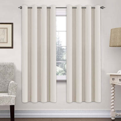 H.VERSAILTEX Blackout Curtains for Bedroom Thermal Insulated Room Darkening Living Room Curtains 63 Inch Long Grommet Privacy Protection Window Curtain Panels/Drapes for Nursery,2 Panels,Ivory/Cream
