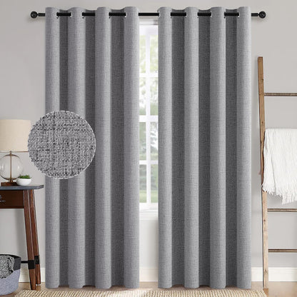 MIULEE 100% Blackout Linen Curtains for Bedroom 52x84 Inches Natural Beige