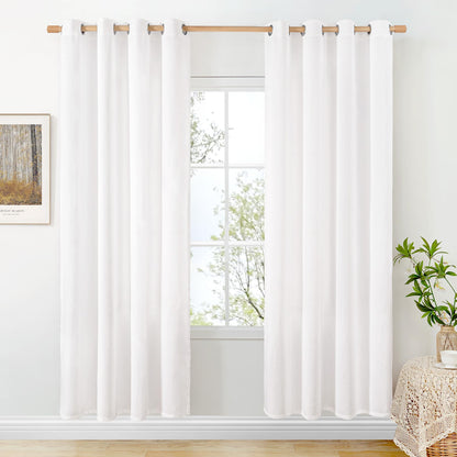 BGment Oatmeal Linen Curtains 84 Inch Length 2 Panels Set for Living Room